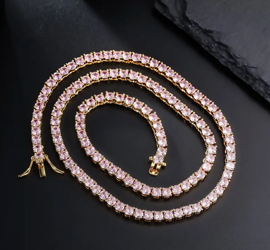 Chaîne tennis 4mm rose